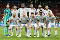 SELECCIÓN DE ESPAÑA - Temporada 2017-18 - David de Gea, Sergio Ramos, Gerard Piqué, Sergio Busquets, Diego Costa y Koke; David Silva, Andres Iniesta, Nacho, Isco y Jordi Alba. SELECCIÓN DE PORTUGAL 3 (Cristiano Ronaldo 3) SELECCIÓN DE ESPAÑA 3 (Diego Costa 2, Nacho). 15/06/2018. XXI Copa del Mundo de la FIFA Rusia 2018, fase de grupos, Grupo B, jornada 1ª. Sochi, Rusia, estadio Fisht.