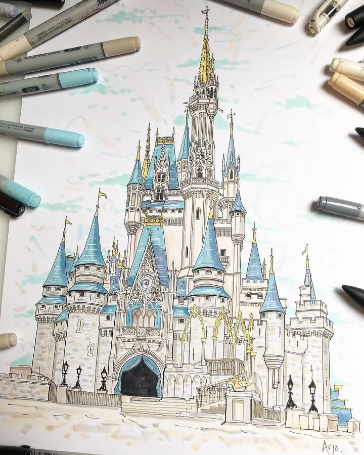 07-Disney-World-Castle-Architecture-Drawings-Yusefv-Arjo-www-designstack-co