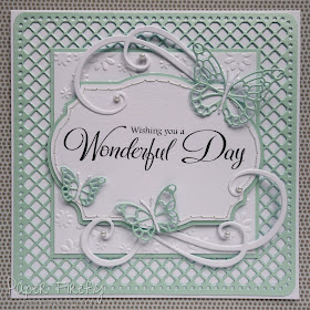 Elegant die cut card with large sentiment and butterflies