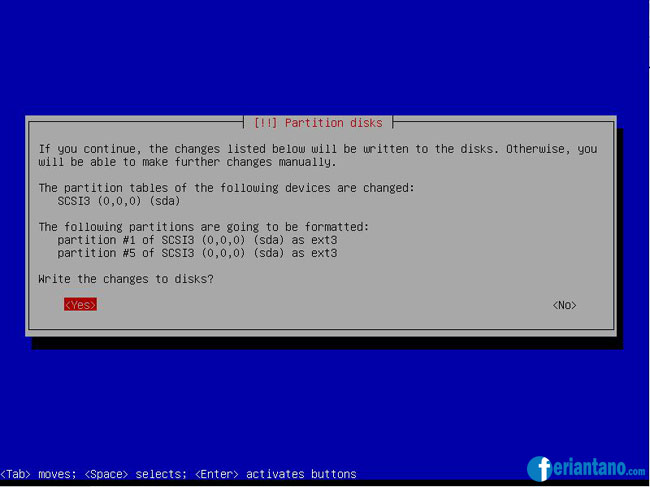 Cara Install Debian 6 Squeeze Berbasis Text CLI Lengkap Dengan Gambar - Feriantano.com