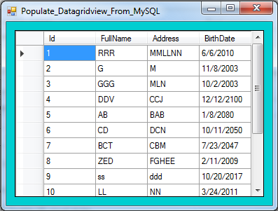 show mysql records in datagridview using vbnet