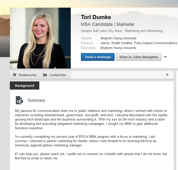 Tech Waffles: LinkedIn Summary Examples for MBA Students