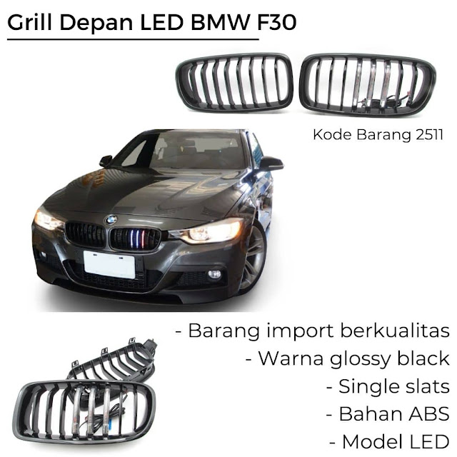 Grill LED BMW F30 - Single Slat - Warna Glossy Black