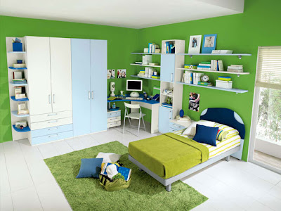 Habitación adolescente color verde