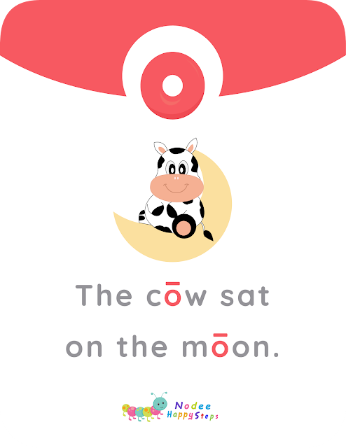 Long and Short Vowels Sounds for Kids - o - cow moon