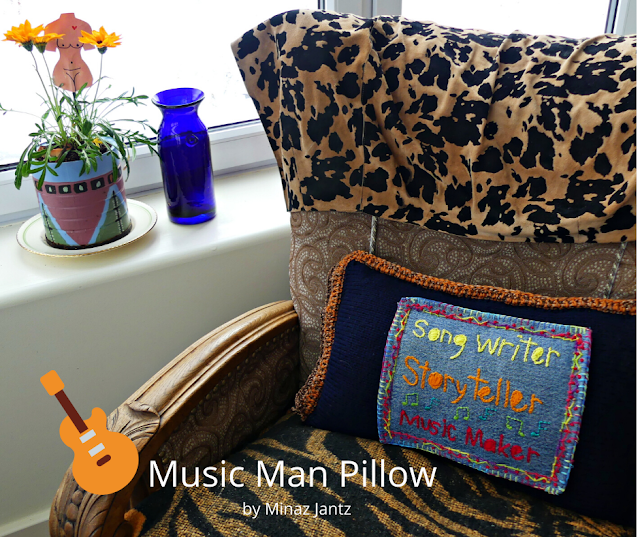 Music Man Pillow by Minaz Jantz