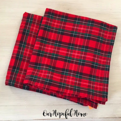 Christmas red plaid pillow cover thrifted