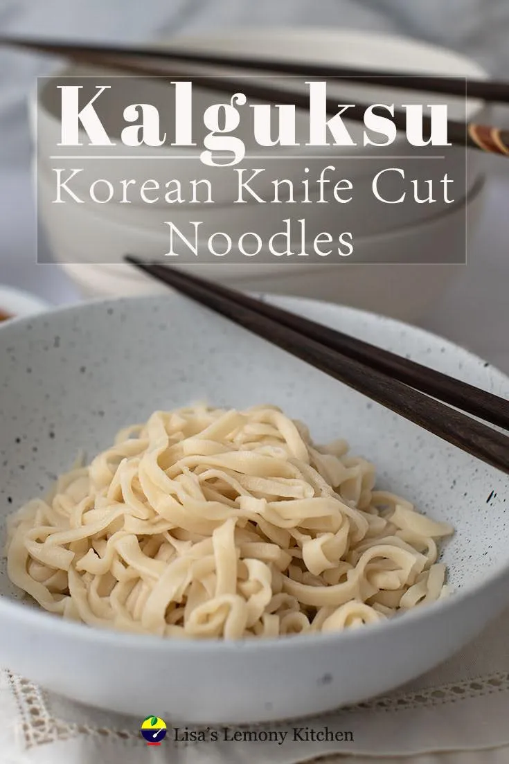 This handmade knife cut noodle is also know as Kalguksu in Korea. Excellent to serve with either hot or cold soup.