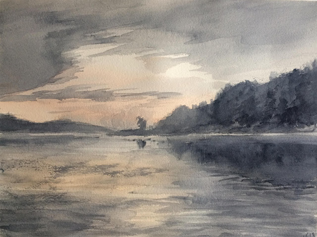 Evening after rain. Watercolour. 2023