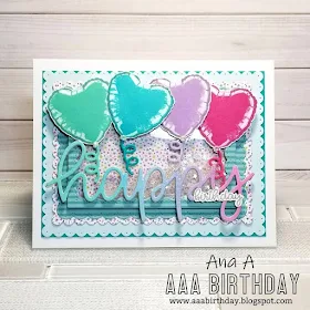 Sunny Studio Stamps: Bold Balloons Happy Word Customer Card by Ana A