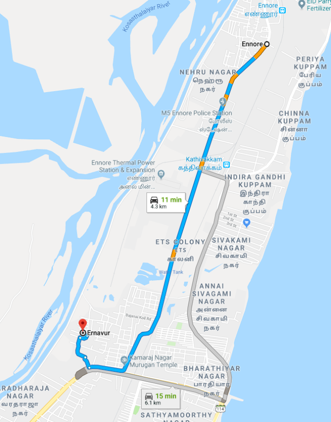 Ennore - Ernavur -  Share Auto Routes – Chennai