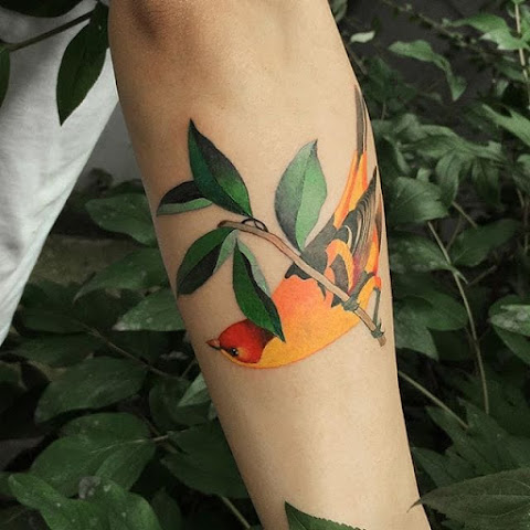 Refined Colorful Contemporary Tattoos by Zihee