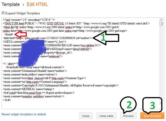 Google author markup for blogger