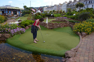 Dinosaur Adventure Golf course at The Den on Teignmouth Sea Front in Devon