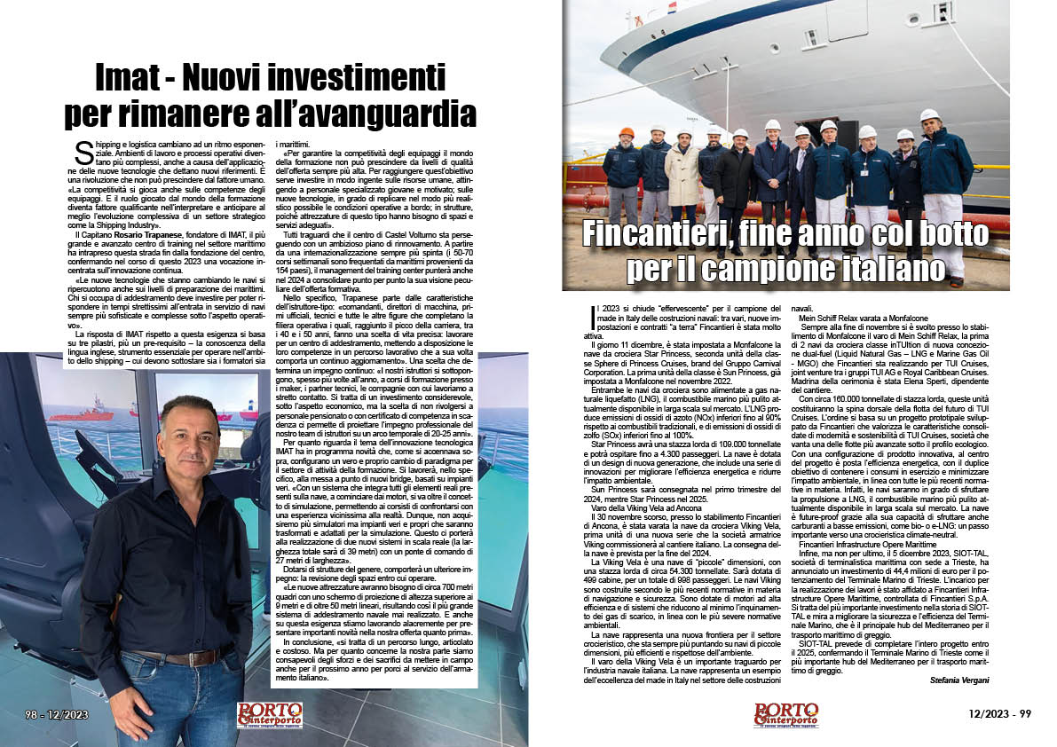 DICEMBRE 2023 PAG. 98 -  Imat - Nuovi investimenti per rimanere all’avanguardia