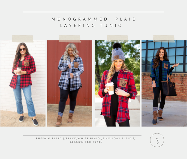 Monogrammed Plaid Layering Tunic from Marleylilly