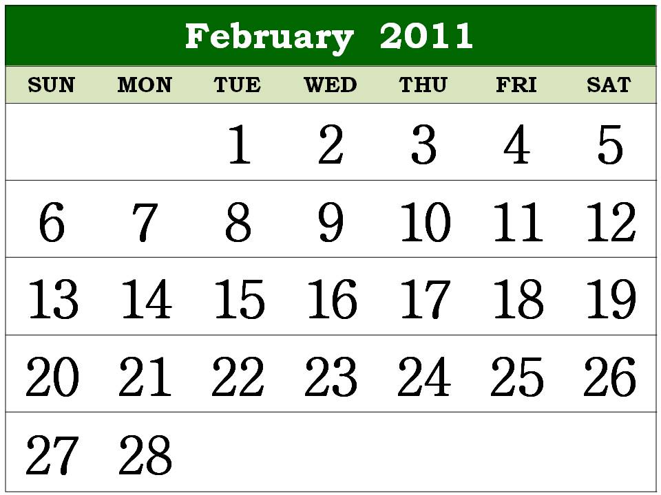 2011 Calendar For February. Free Homemade Calendar 2011