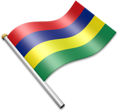 The Mauritian flag on a flagpole clipart image