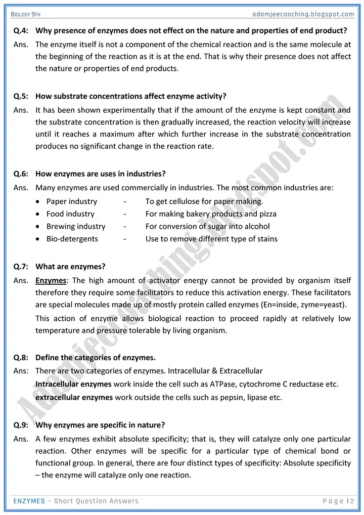 enzymes-short-question-answers-biology-9th