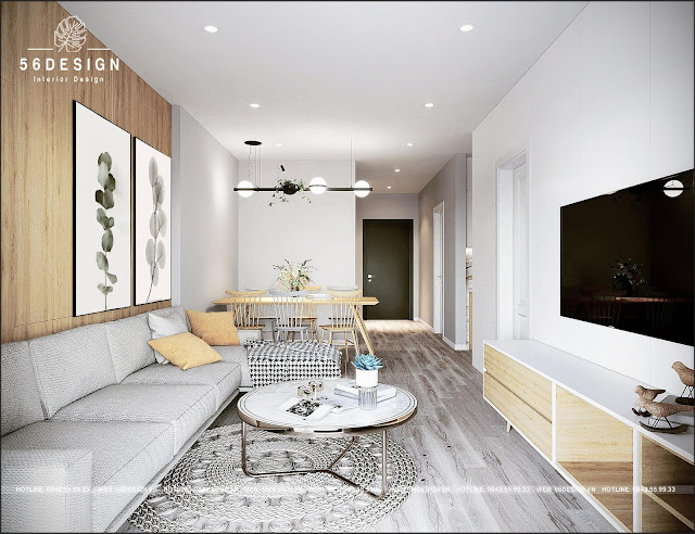mẫu thiết kế nội thất phòng khách căn hộ CH1 đẹp tại Roman Plaza