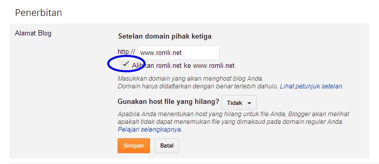 Agar custom domain blogger bisa diakses tanpa WWW