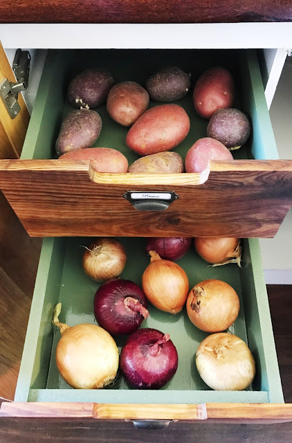 DIY storage for potatoes and onions