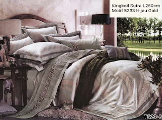 Sprei Kingkoil Sutera Motif Hijau Gold