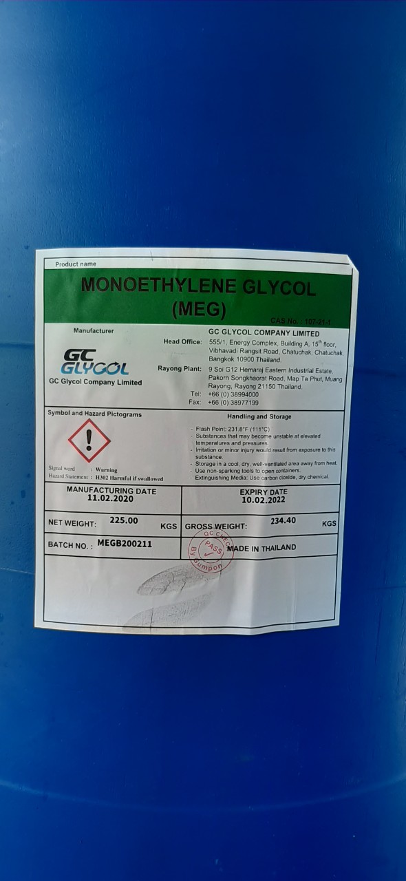 HOÁ CHẤT MONOETHYLENE GLYCOL (MEG), Số Cas: 107-21-1