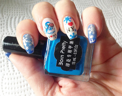 Born Pretty Review Blue Stamping Polish #17 christmas snowflake