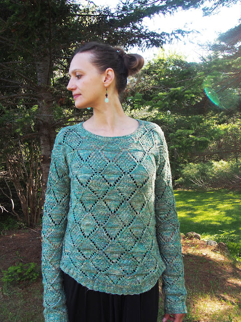 Bergere de France pullover made with Rowan Silkystones, knit by Dayana Knits