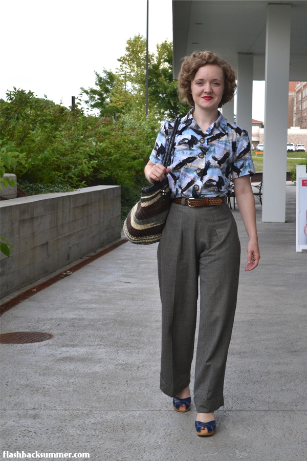 Flashback Summer: 'Merica Eagle Muslin - 1940s button down blouse shirt outfit