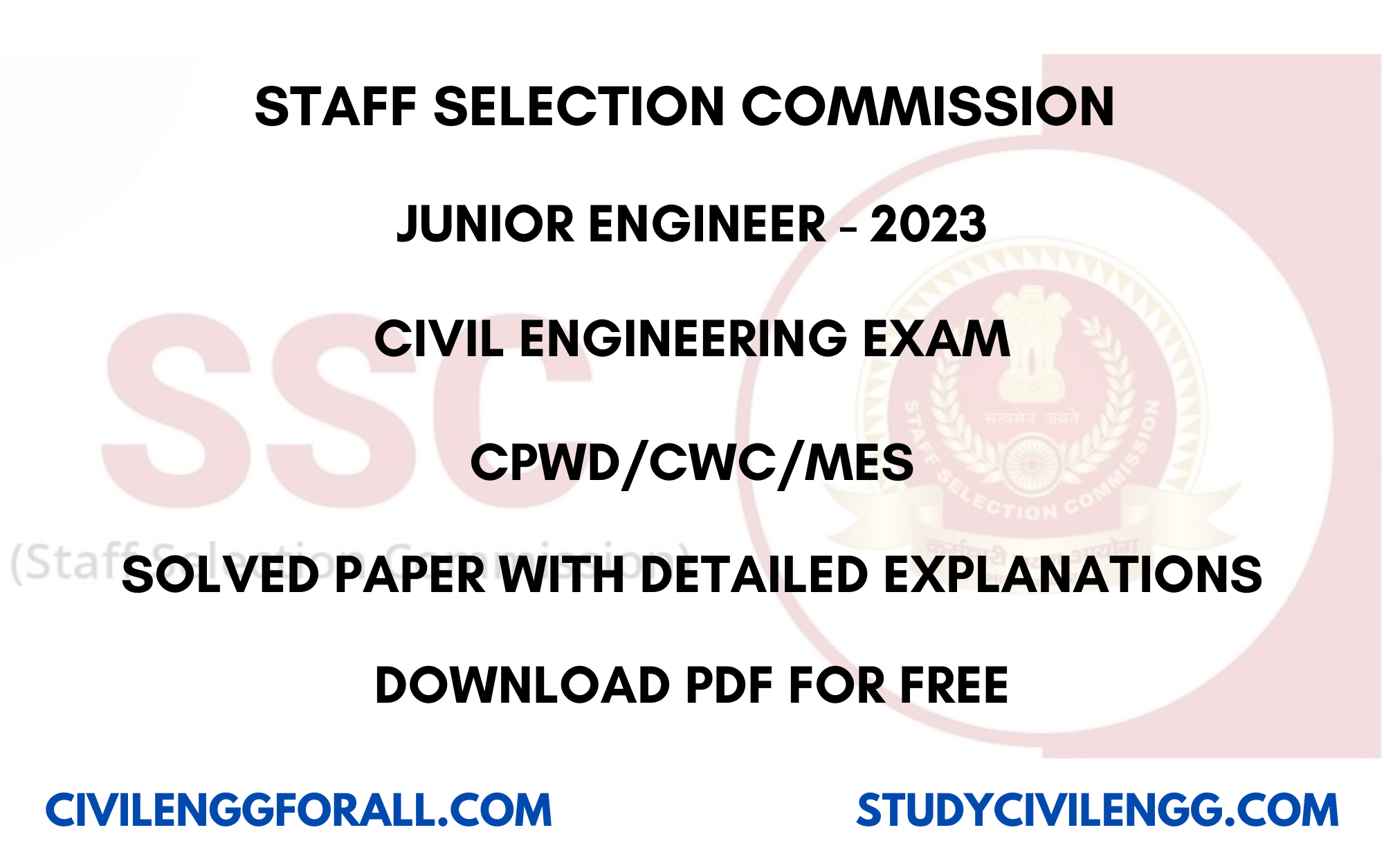 SSC JE CIVIL ENGINEERING 2023 EXAM SOLVED PAPER PDF