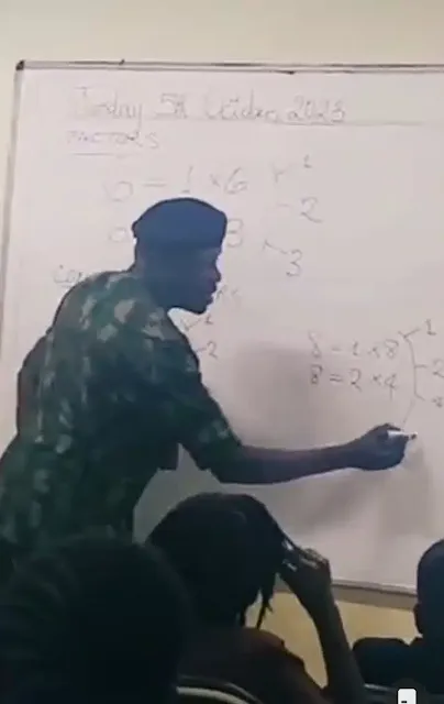Moment A Class Went Silent As A Uniform Man Teaches Them Mathematics, Netizens Reacts