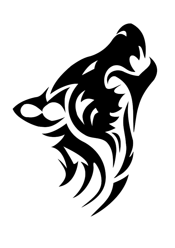 Wolf head tribal tattoo stencil 1 (click for full size) title=