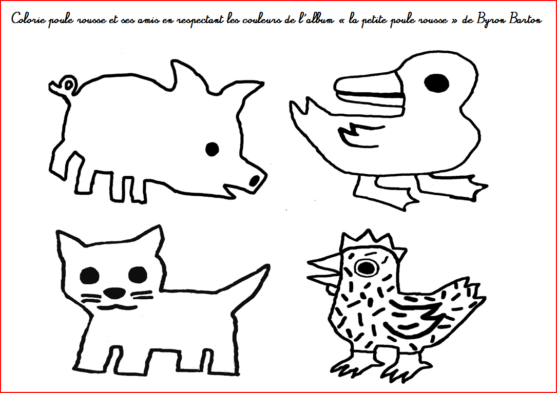 Coloriage "la petite poule rousse"