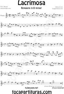 Partitura Fácil  de Lacrimosa para Flauta Travesera by Sheet Music for Flute Requiem by Mozart Music Scores 