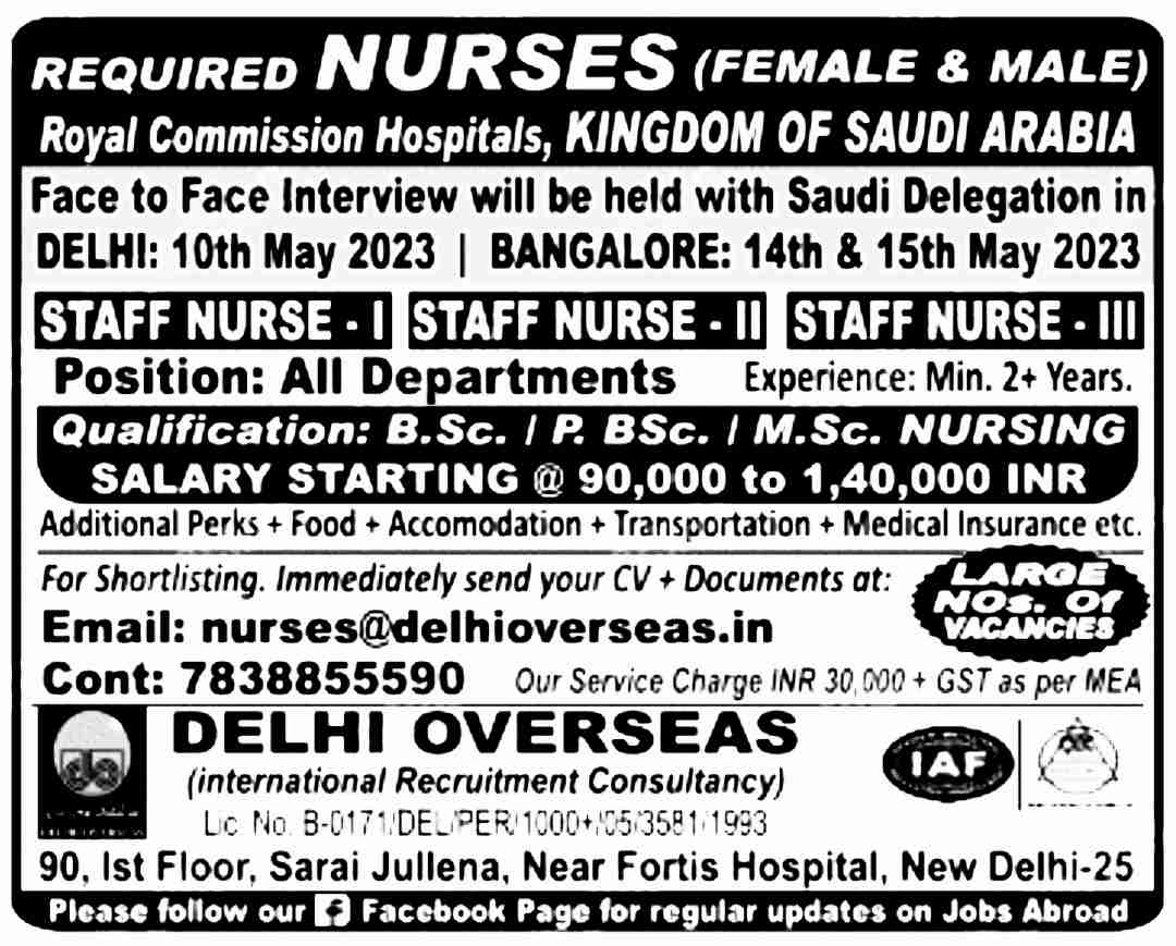 Saudi Arabia nurses jobs