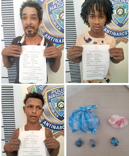 Policía detiene tres hombres con supuestas drogas en Barahona