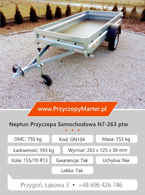 Pabianice Neptun Przyczepa Samochodowe N7-263 ptw Sklep PrzyczepyMarter.pl