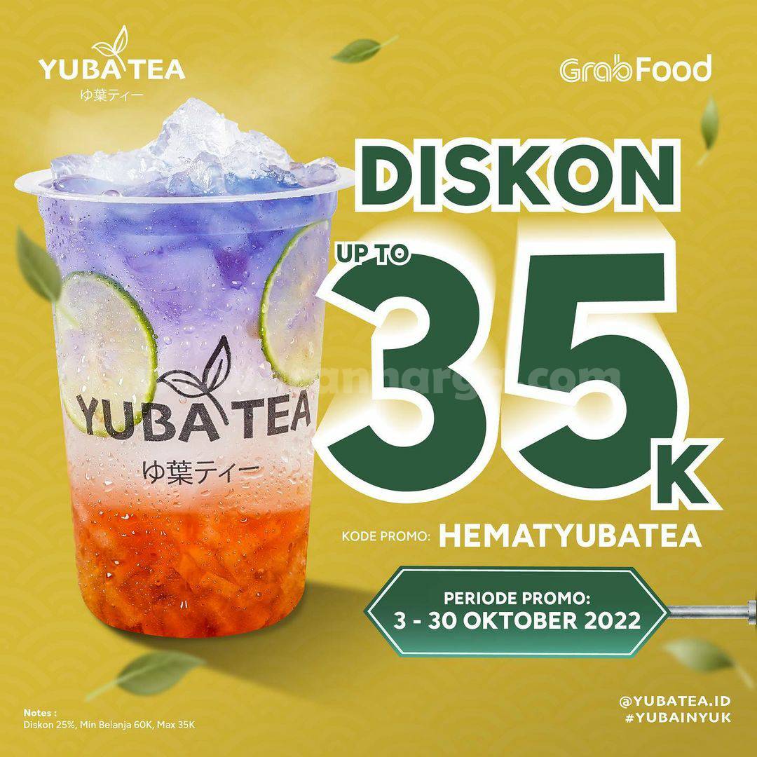 YUBA TEA Promo GRABFOOD DISKON hingga Rp. 35.000