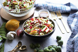  Shaved Brussels Sprouts and Pomegranate Salad with Lemon Balsamic Vinaigrette