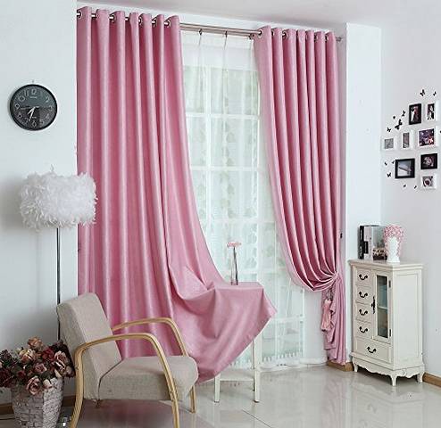 Gorden Jendela Ruang Tamu Warna Pink Putih