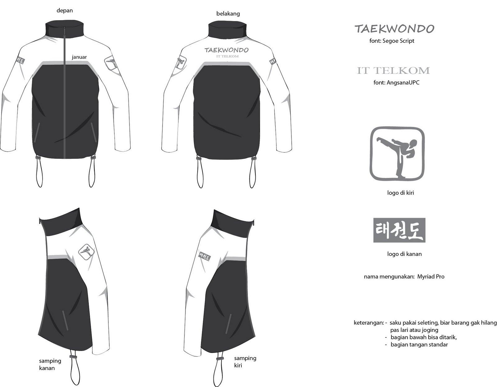 Taekwondo IT Telkom: Desain Jaket Taekwondo