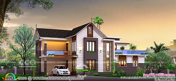2400 square feet sloping roof home