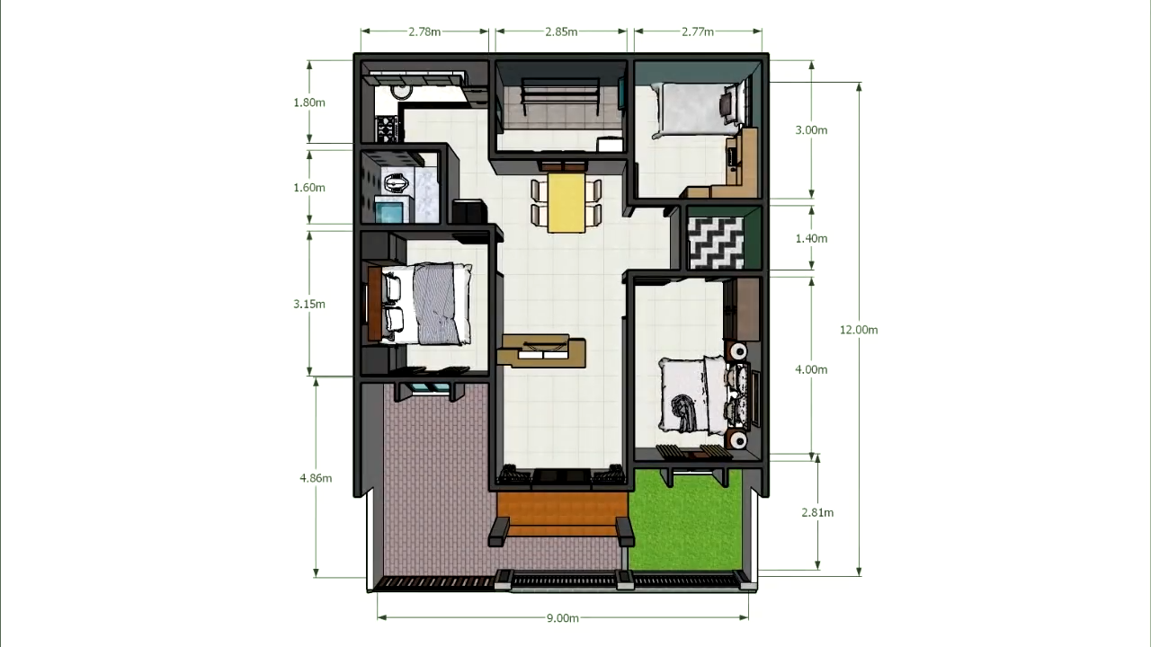 Desain Dan Denah Rumah Terbaru Yang Trend Di Pedesaan Ukuran 9 X