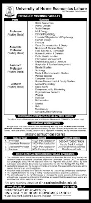 Exciting Career Opportunity at University of Home Economics Lahore Apply Now