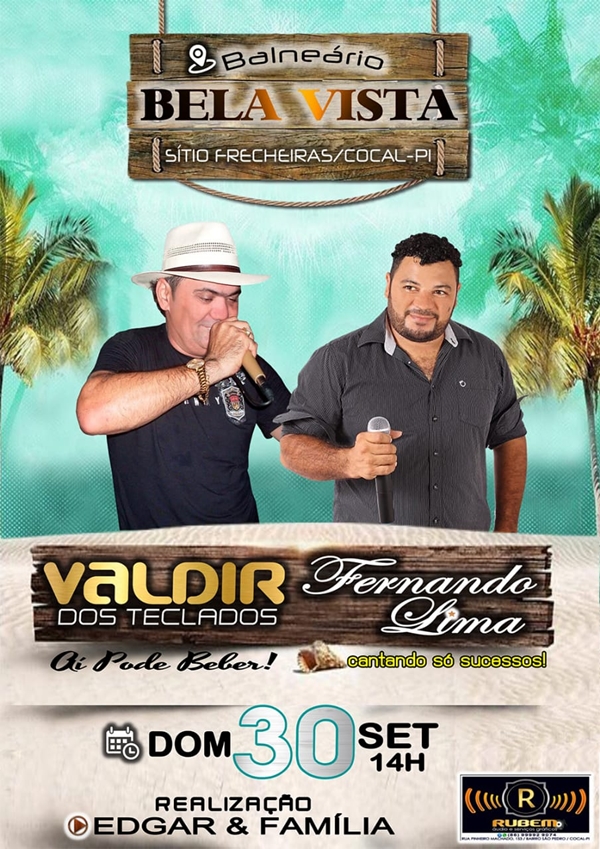 Dia 30 de setembro tem tarde de lazer com música ao vivo no Balneário Bela Vista em Cocal