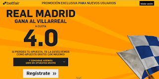 betfair supercuota 4 Real Madrid gana Villarreal Liga 20-4