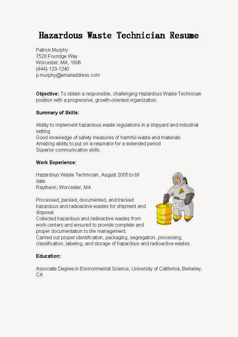 Resume Samples: Hazardous Waste Technician Resume Sample