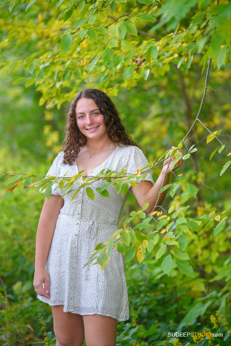 Pioneer High School Girls Senior Portrait in Nature Fall Colors by SudeepStudio.com Ann Arbor Senior Pictures Photographer